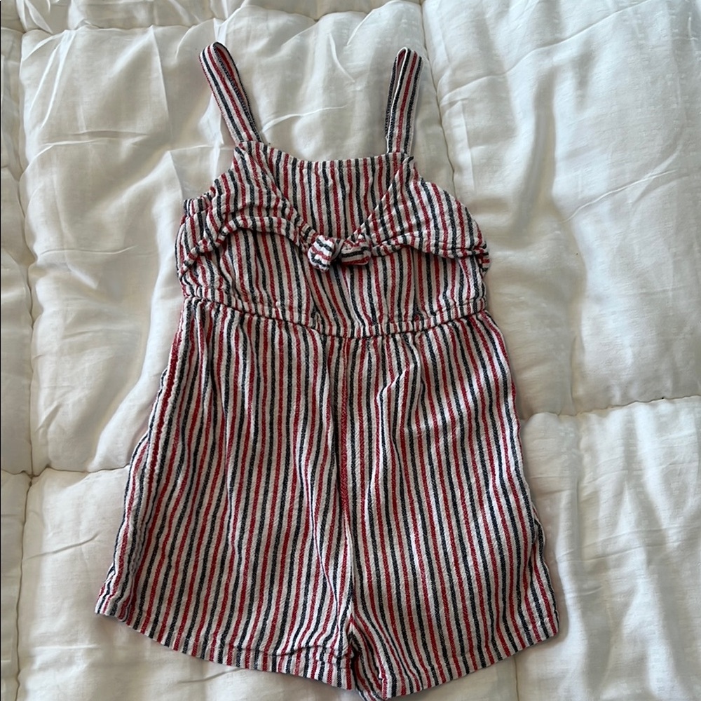 Old Navy-Red, White & Blue Striped Kids Romper 2T